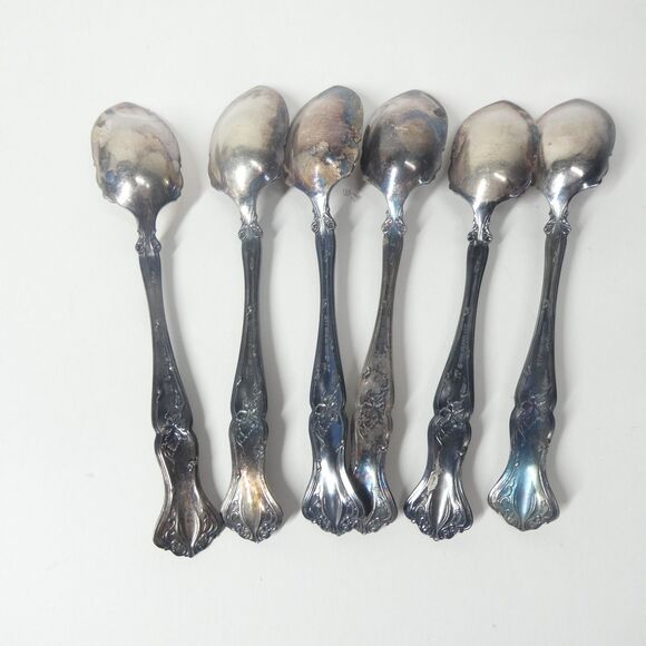 Vintage Grape 1904 Silverplate Set of 6 Fruit Orange Spoons International Rogers - Picture 5 of 6